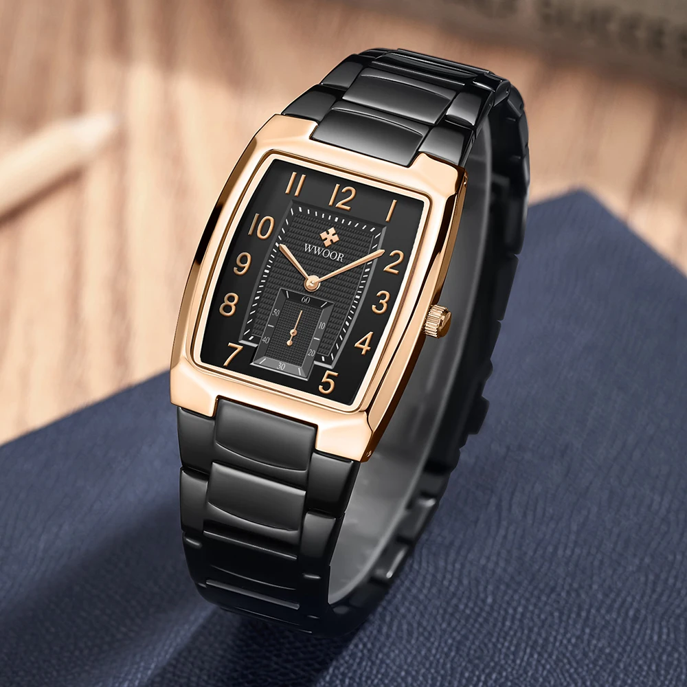 

WWOOR 2021 New Fashion Mens Watches with Stainless Steel Top Brand Luxury Sports Waterproof Quartz Watch Men Relogio Masculino