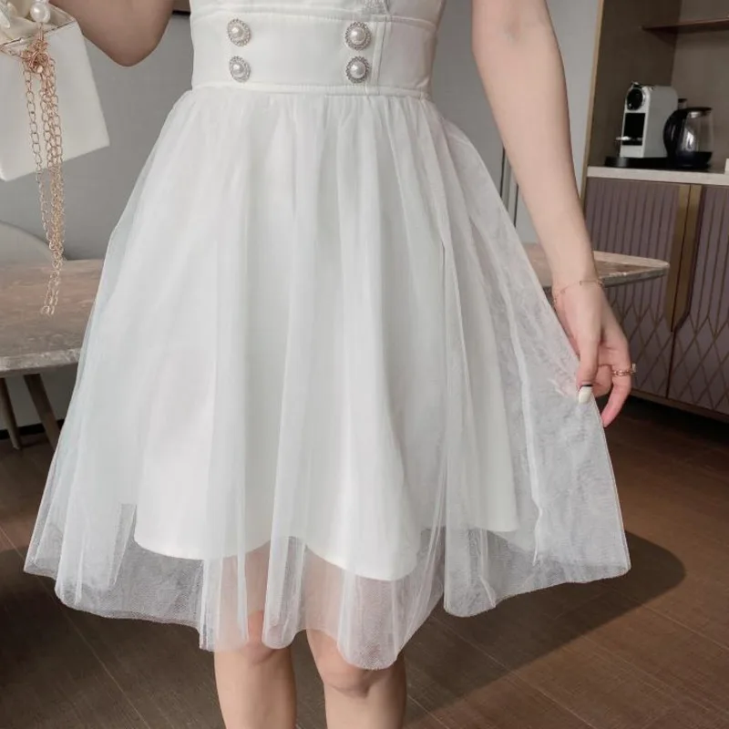 

2021 Summer Elegant Office Lady Vintage Women Above Knee Dress Patchwork Waist-Slimming Suit Style Fashion Simple Female Vestido