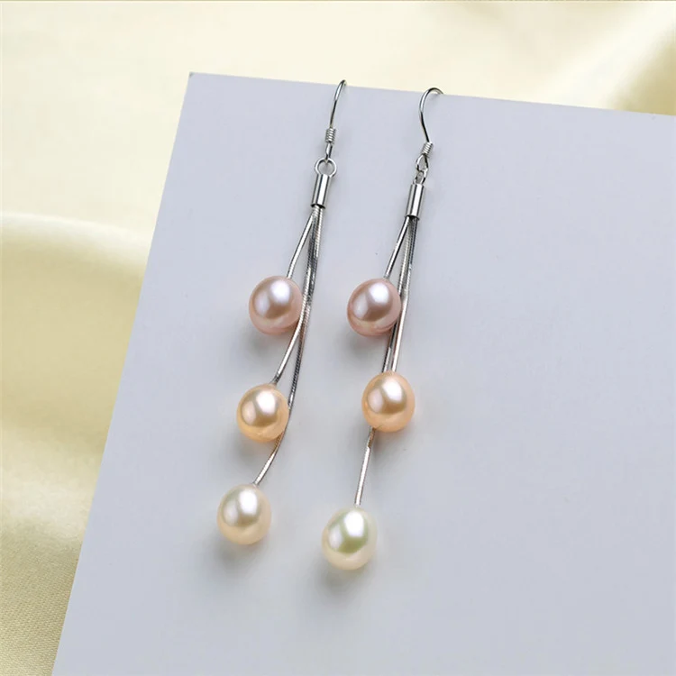 100% 925 пробы серебряные серьги с кисточками длинные из натурального пресноводного