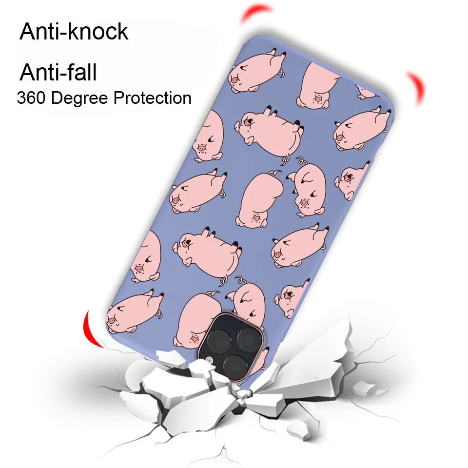 

Case For iPhone 12 X XS XR 6s 7 8 Plus SE 2020 12pro Phone Cases Soft TPU Colorful Cartoon Pig Cover For iPhone 11 Pro Max Shell