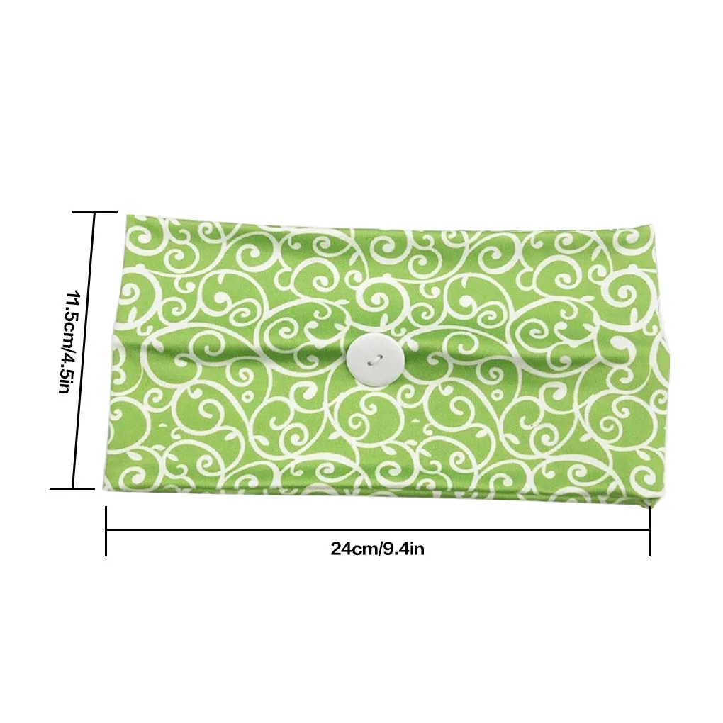 

Women Men Printed Headband with Buttons Unisex Outdoor Sports Knitted Wide Elastic Head Strap