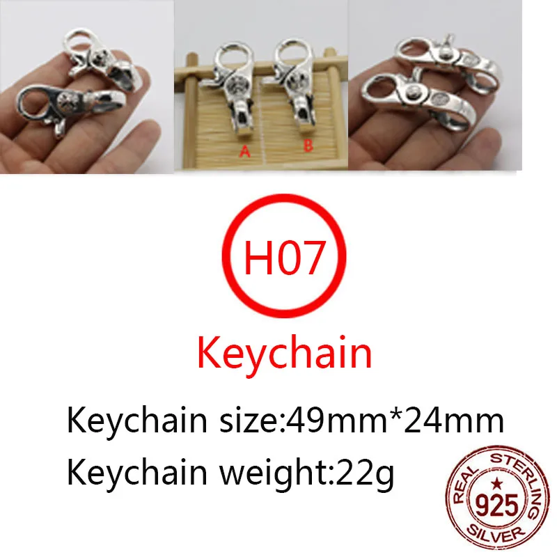 

H07 S925 sterling silver keychain personality fashion punk hip-hop style jewelry cross anchor letter shape DIY accessories