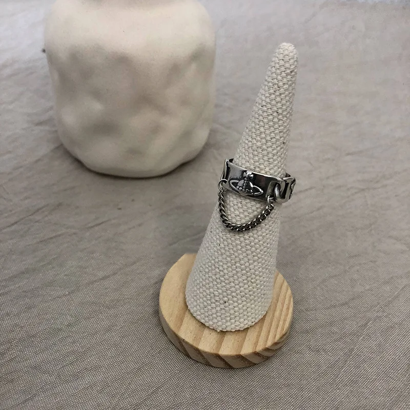 

BLACK ANGEL Personality Five-Pointed Star Creative Chain Tassel Rings 925 Sterling Silver for Women Student Punk Jewelry Gifts