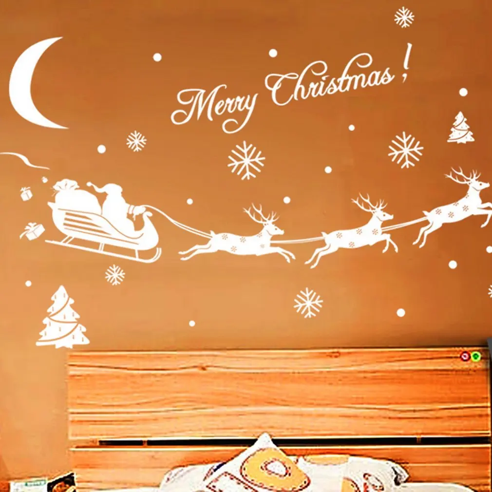 Маленький олень Санта магазин рождественские украшения наклейки окна