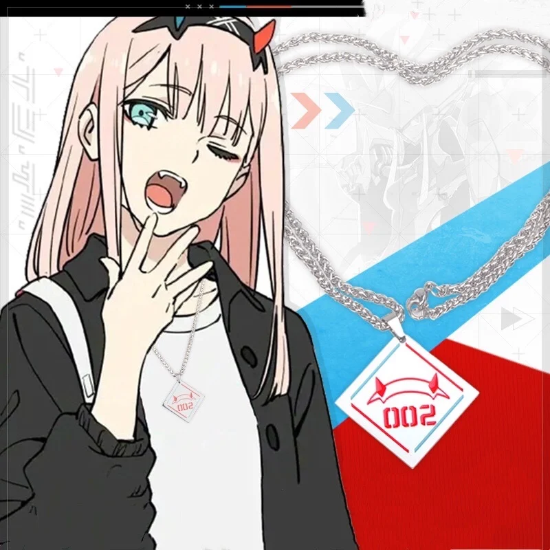 

Anime Darling in the Franxx Zero Code 002 Necklace Pendant Cosplay Jewelry Necklaces Metal Accessories Costume Prop Xmas Gift