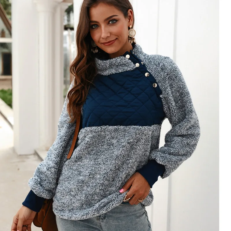 Осенний цветной блок с пуговицами в стиле пэчворк новинка 2019 свитер воротником