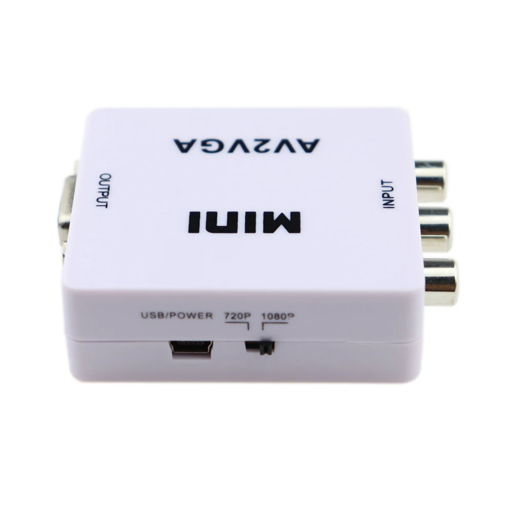 Мини HD видео конвертер коробка AV RCA CVBS к VGA 1080P адаптер AV2VGA с 3 5 мм аудио выходом для