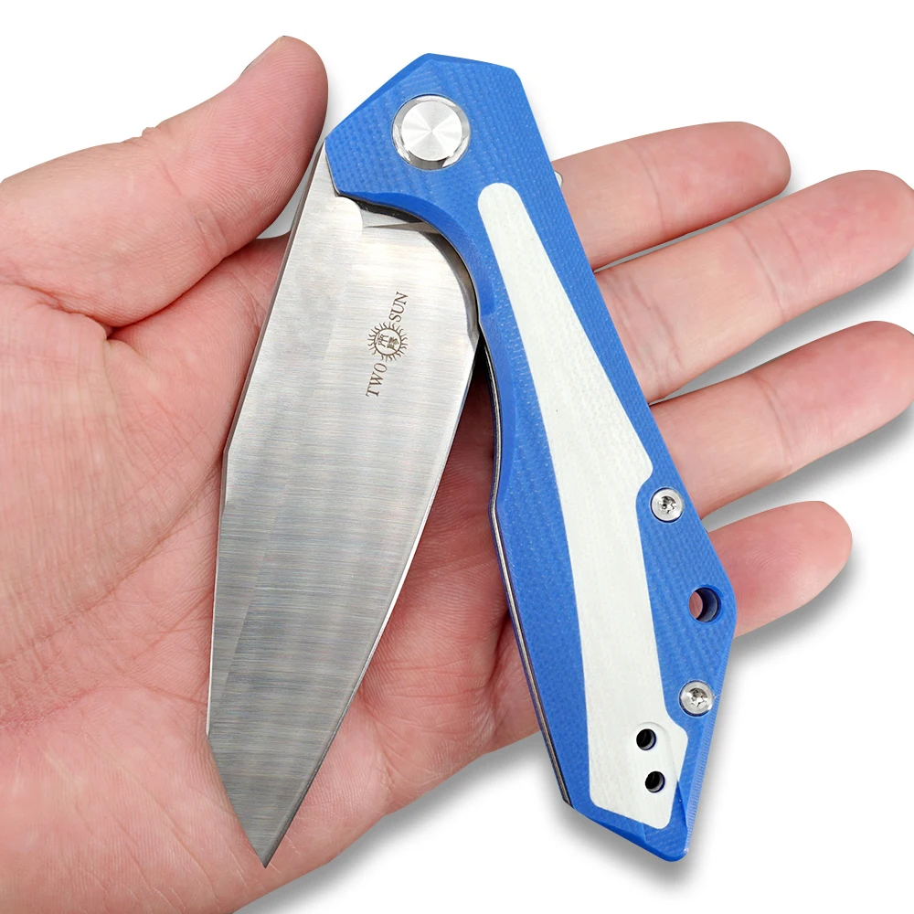 

TWOSUN Knives 14C28N blade Pocket Folding Knife tactical Knife camping hunting outdoor survival tool EDC Fast Opening g10 TS66