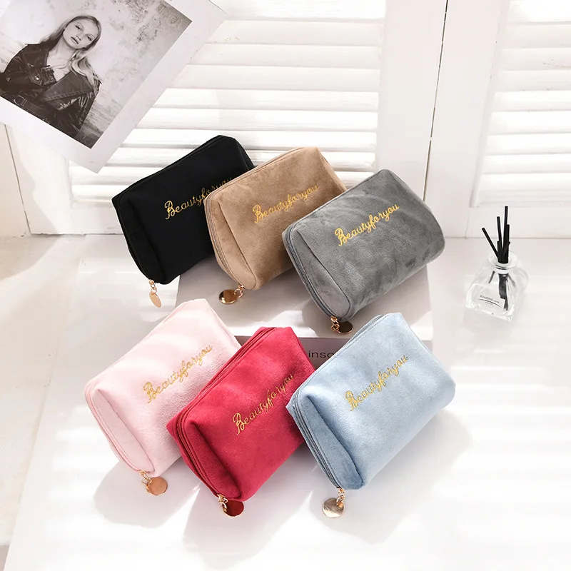 

Women Cosmetic Bag Soft Velvet Make Up Storage Bag High-capacity Multifunction Travel Necessaries Female Make Up Pouch