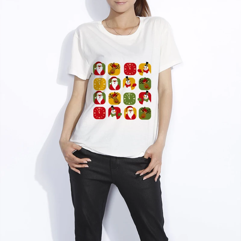 Женская рождественская футболка с коротким рукавом Повседневная хлопковая в