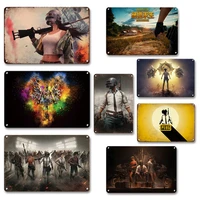 antique pubg game poster vintage gamer room decor metal plate wall tin sign personalized net bar man cave decoration plaques