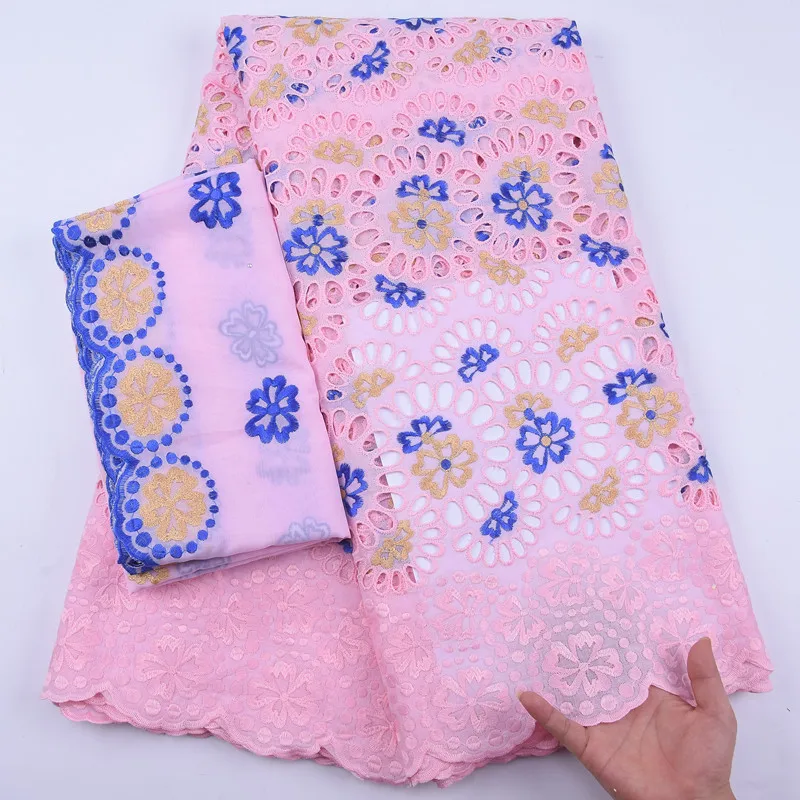 Красная сухая 100% хлопковая кружевная ткань 2020 Новое поступление 5 + 2 ярдов