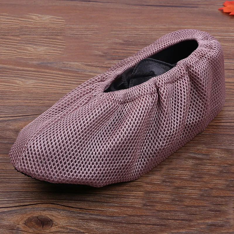 light purple 1 пара, мужские и женские тканевые бахилы, Нескользящие, моющиеся, многоразовые, домашние туфли из толстой сетки, однотонные галоши - Цвет: light purple