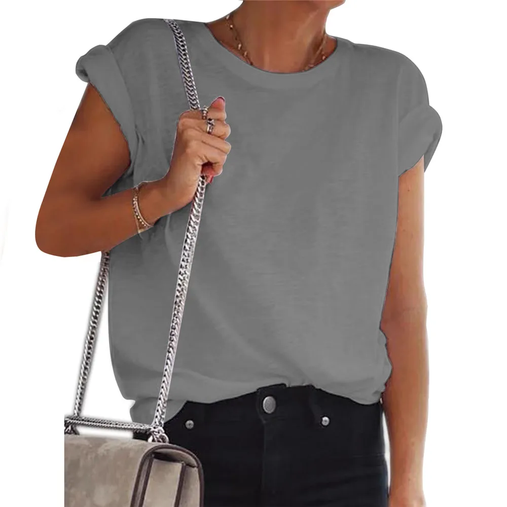 

Women's Casual Short Sleeve TShirt ONeck TShirt Summer Solid Tee Fashion Tops All-match Loose Streerwear