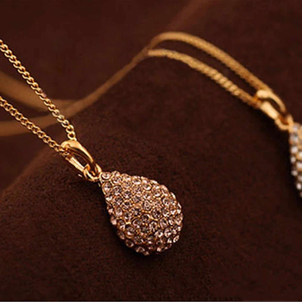 Fashion Valentine Women Necklace Girl Shiny Rhinestone Teardrop Pendants choker Bridal Jewelry bijoux femme Woman's accesories |