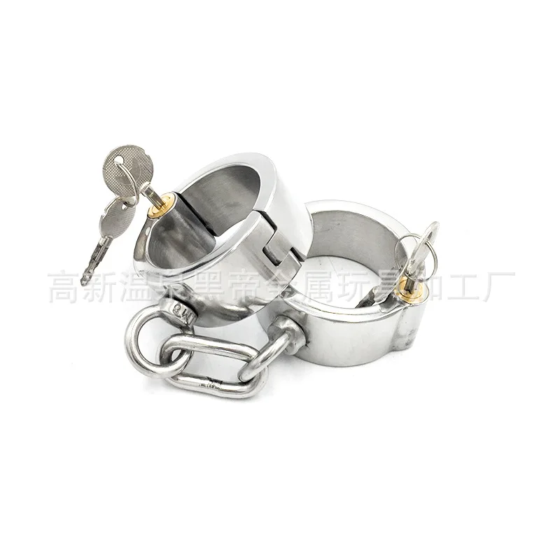 

Black Emperor stainless steel round lock handcuffs with lock shackles metal handcuffs adult fun alternative supplies