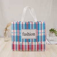 fashion foldable shopping bag reusable eco friendly waterproof shopping bag plaid stripes shopping bags for groceries handbags