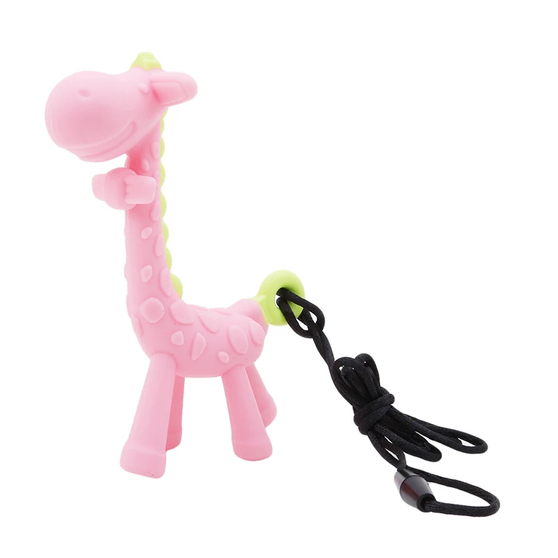 

Cute Cartoon Giraffe Shape Baby Teether Silicone Bpa Free Infant Teething Toy New Necklace Hanging Toy for Baby Activity