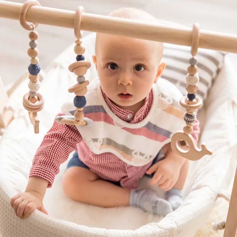 

1Set Wooden Rattle Teethers Baby Toys Play Gym Mobile Newborn Sensory Structure Baby Nursing Gifts Handmade Stroller Accessories