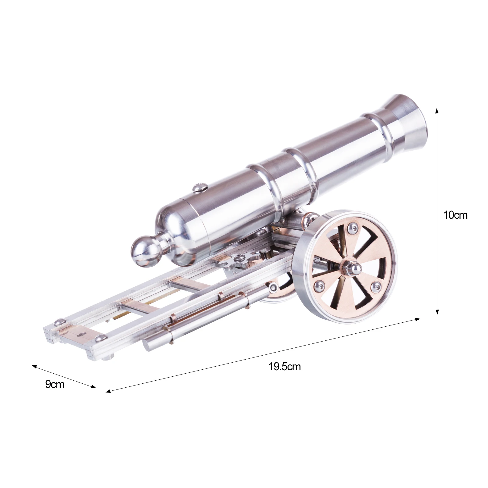 

19.5 X 9 X 10CM 3D Stainless Steel Cannon Model Handmade Metal Crafts For Home Decor Decoration Crafts Collection Toys For Kids