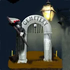 2,4 м Арка с призраком надувной Хэллоуин двор арка для вечеринок светодиодный освещенные дверные украшения для рождественской вечеринки надувной серп жнец арки