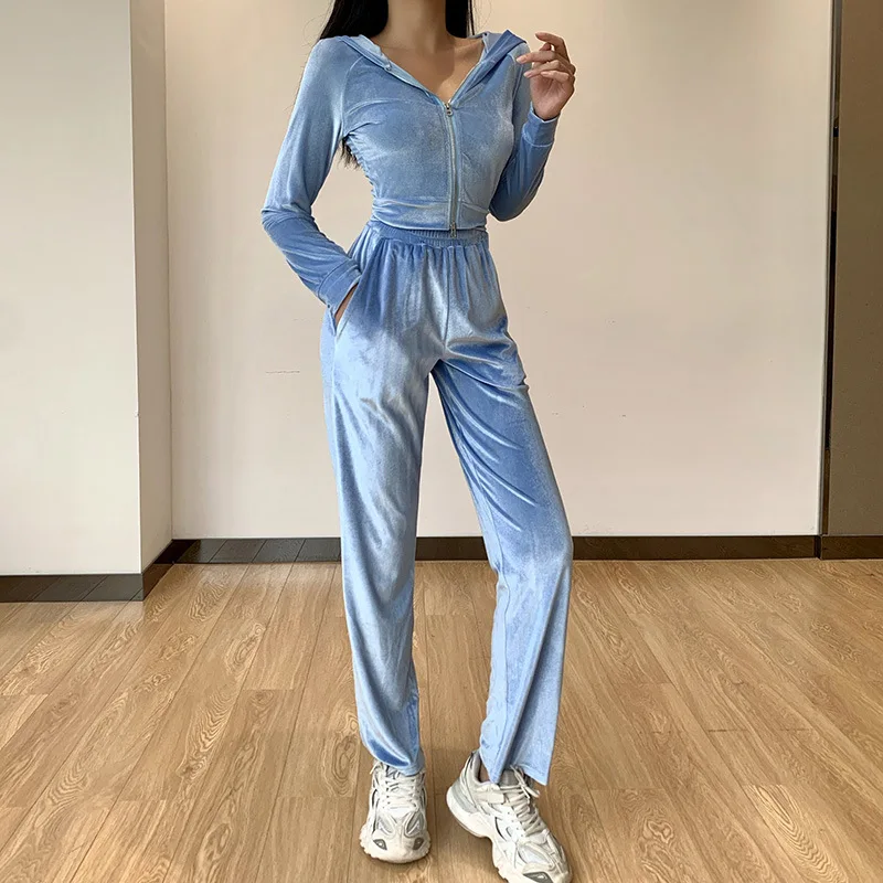 

Для женщин комплект из 2 предметов женский однотонный длинный рукав с застежкой-молнией толстовка с капюшоном и длинные штаны с эластичной ...