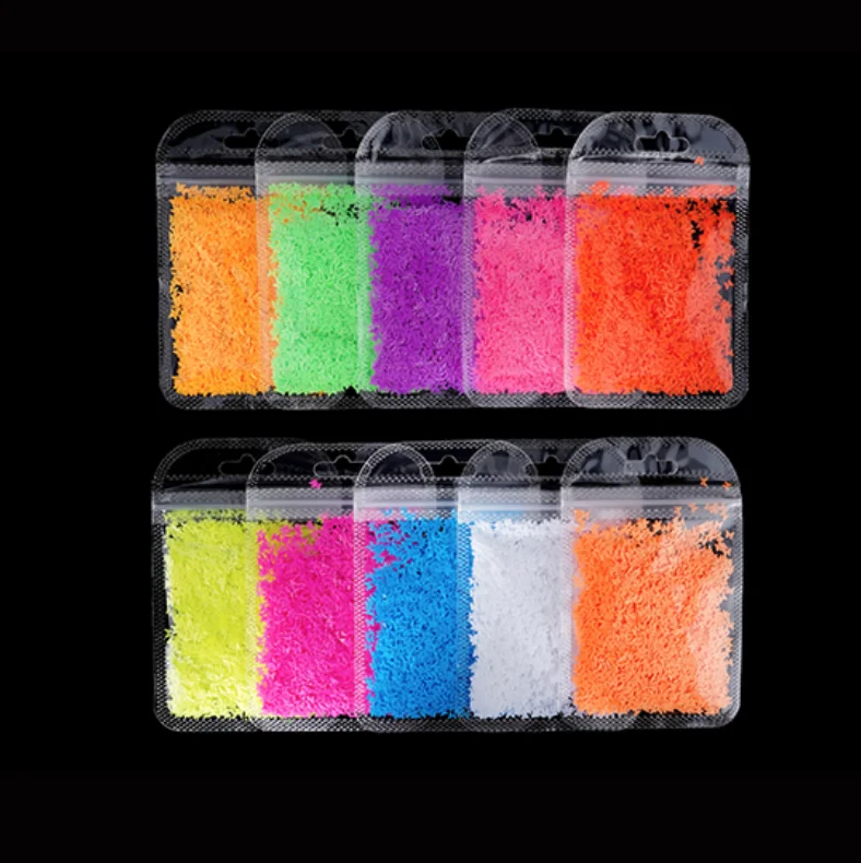 1 сумка флуоресцентный бабочка Форма гвоздь в форме сердца нейл-арта блестящие