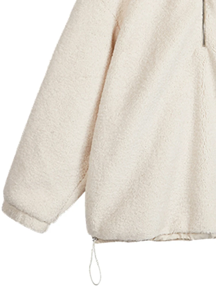 

Lautaro Spring autumn oversized fluffy fuzzy teddy jacket women long sleeve zipper Casual warm faux fur sweatshirt women 2021