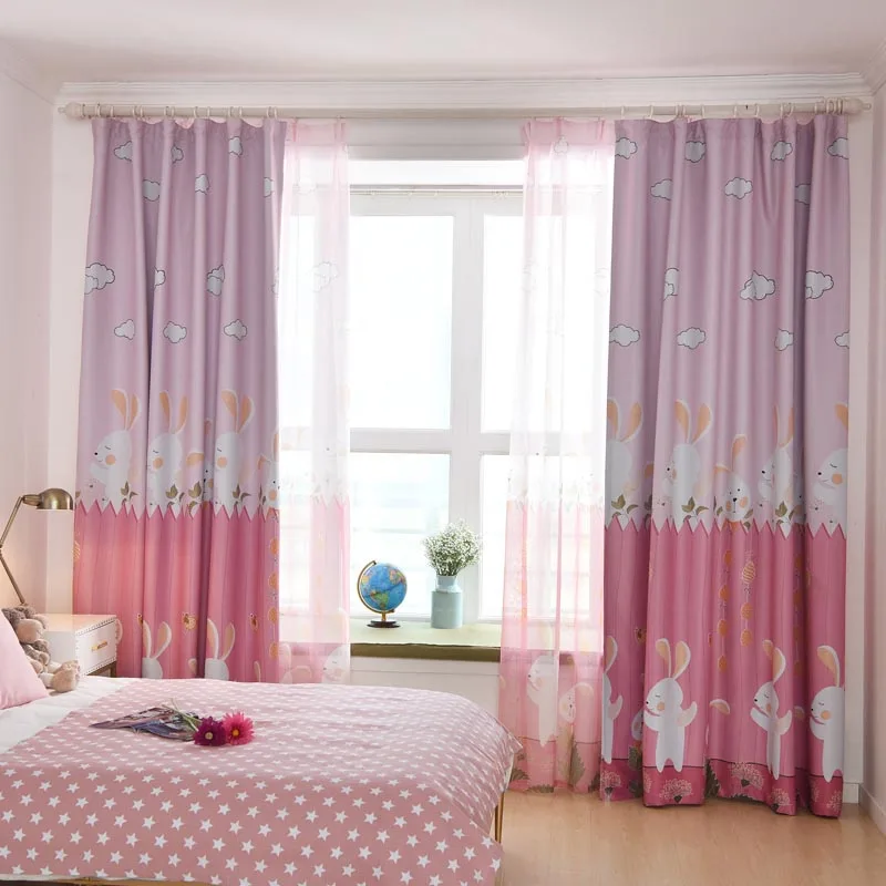 Мультяшные занавески с милым Кроликом полузатемняющие шторы хлопковые льняные