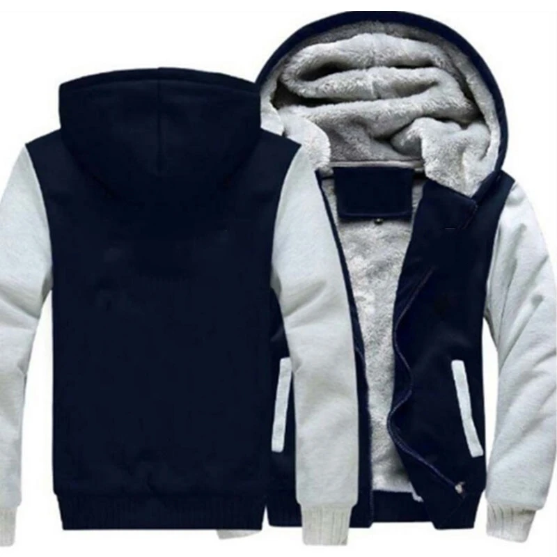 

Men's hooded sweatshirt, polar lined jacket, warm casual street clothes, large size, autumn and winter