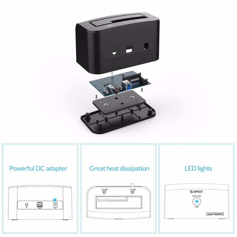 Док станция ORICO для жестких дисков 2 5 дюйма SATA USB 3 5|Корпус жесткого диска| |