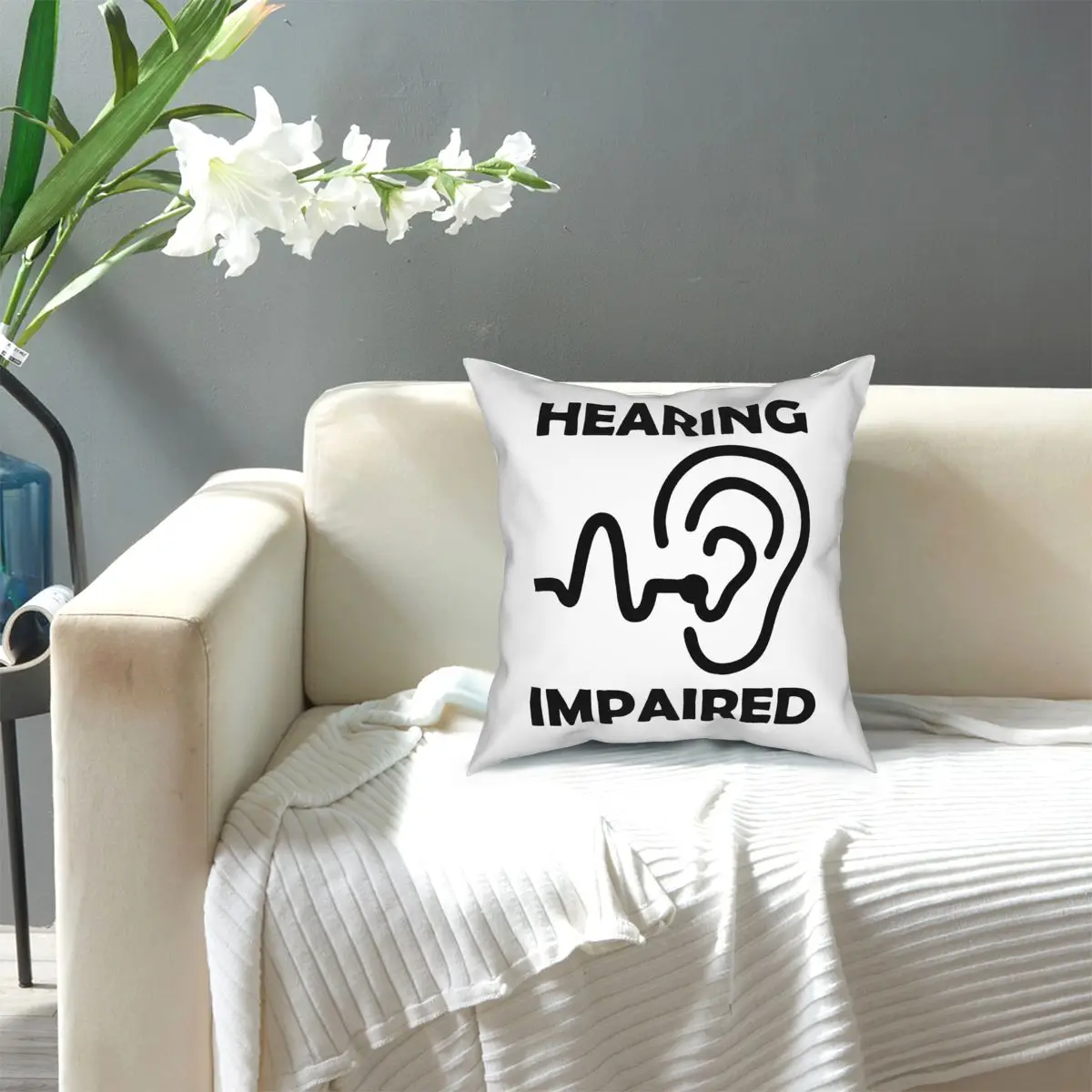 

Hearing Impaired Square Pillow Case Cushions for Sofa Custom Cushion Covers