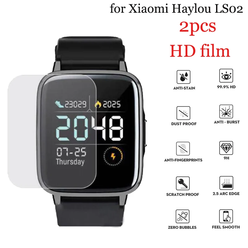 

2pcs Ultra thin HD Protective Films For Xiaomi Haylou LS02 Watch Full Screen Protector films Smartwatch Accessories Clear Cover