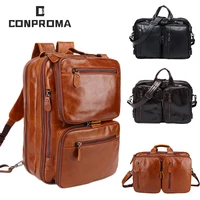 laptop bag handbag cowhide backpack oil wax leather man design multifunction purpose business briefcase 15 6 inch notebook tote