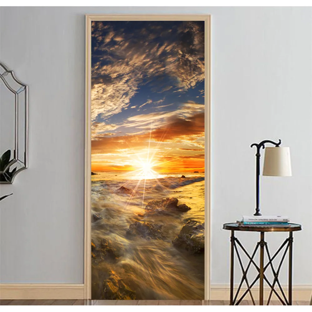 Самоклеящиеся водонепроницаемые обои из ПВХ наклейки на дверь небо облако море