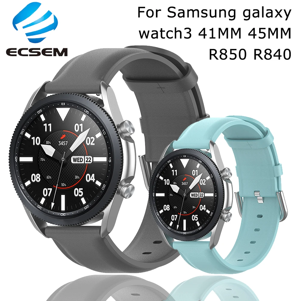 Кожаный ремешок для Samsung galaxy watch3 41 мм 45 аксессуары часов браслет active2 кожаный на