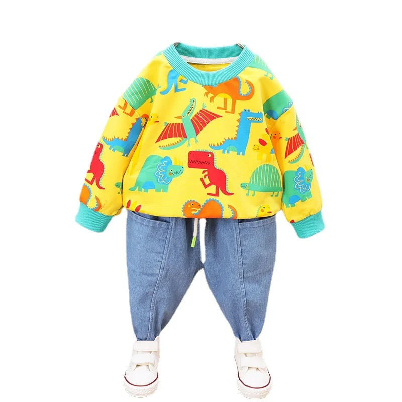 

New Spring Autumn Children Cartoon Clothes Baby Boys Girls Cotton T Shirt Pants 2Pcs/sets Kids Toddler Clothing Infant Tracksuit