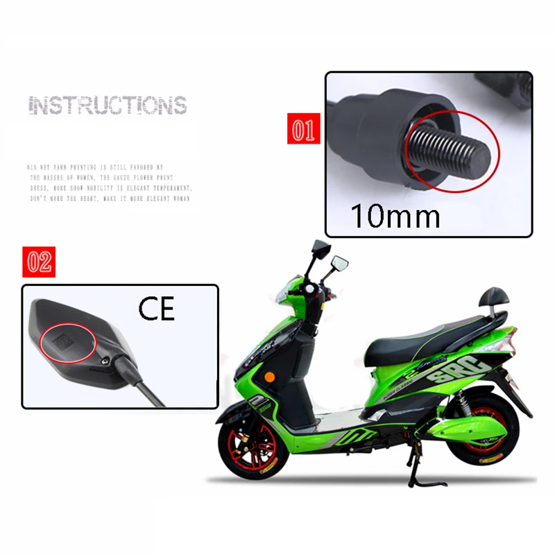 Универсальные зеркала для мотоциклов 10 мм аксессуары скутеров мото заднего вида