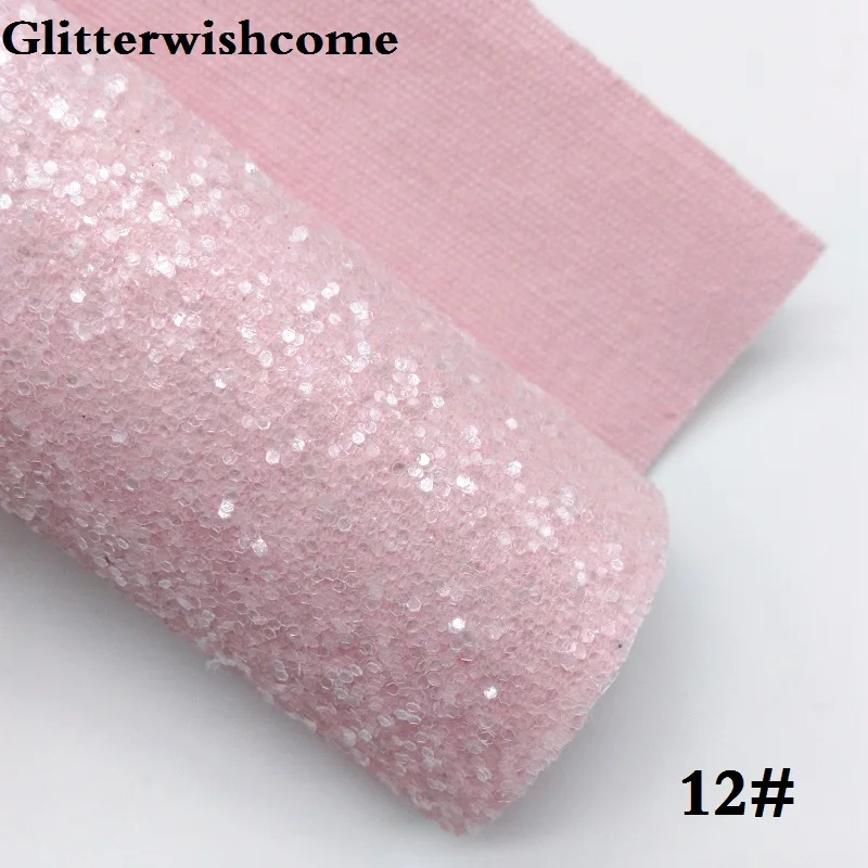 12 Glitterwishcome 30X134 см мини рулон синтетическая кожа, Fluo толстый блеск кожа ткань винил для луков, GM046 - Цвет: 12
