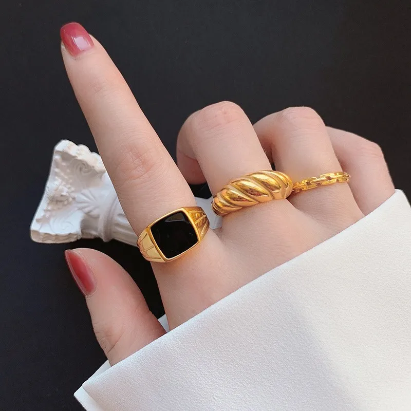 

Titanium Natural Stone Statement Rings Punk Style Designer Club Cocktail Party Gown Amazing Gift Trendy Top Jewelry