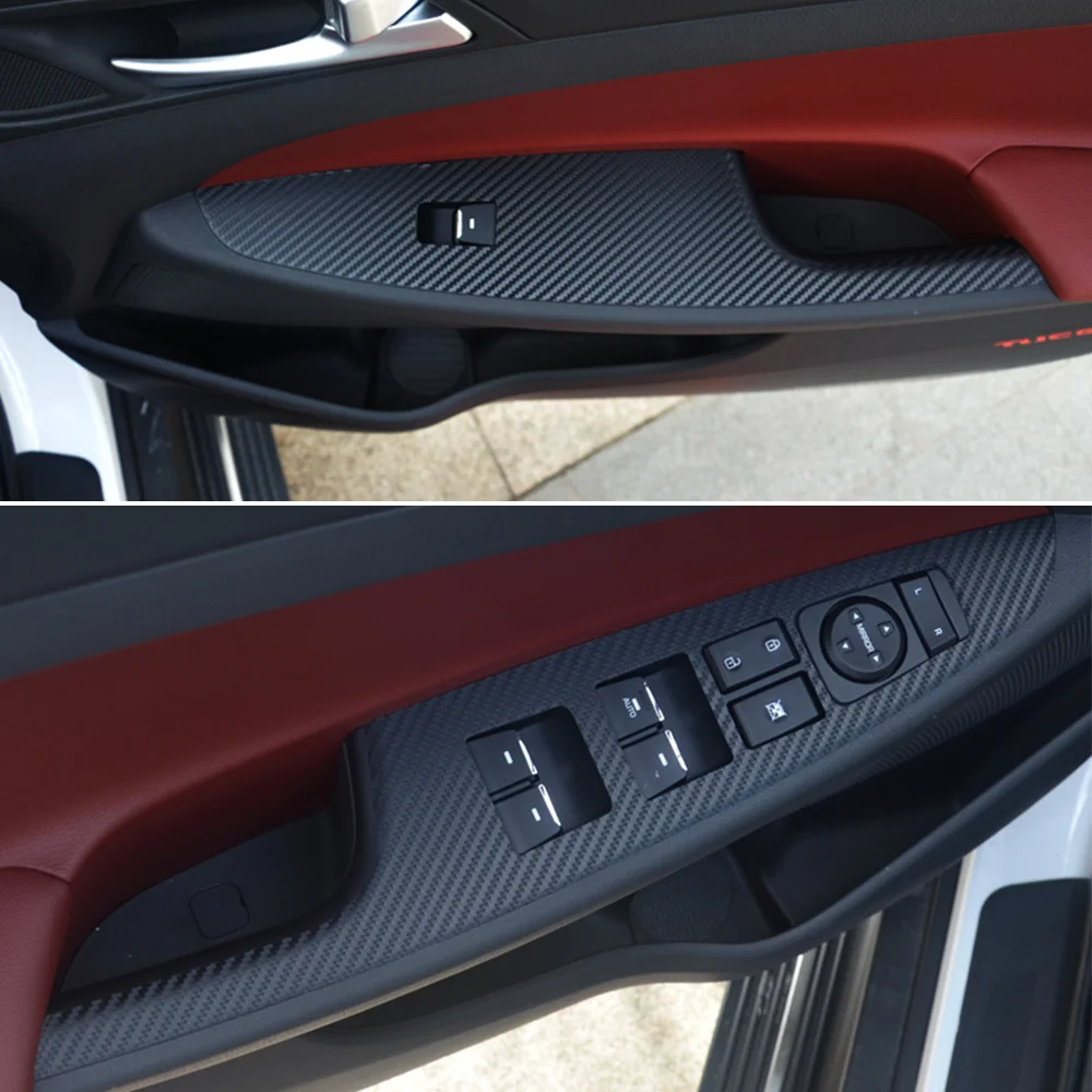 Автомобильные карбоновые наклейки кнопка подъема автомобильного окна панель