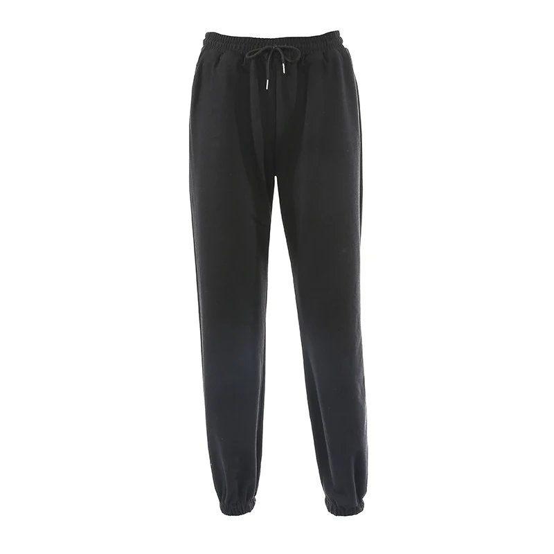 

Bundle foot solid color Joker sweater women's trend sports casual pants high waist drawstring loose