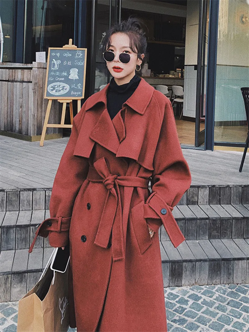 Хлопковое шерстяное свободное элегантное женское осенне-зимнее теплое пальто 2020