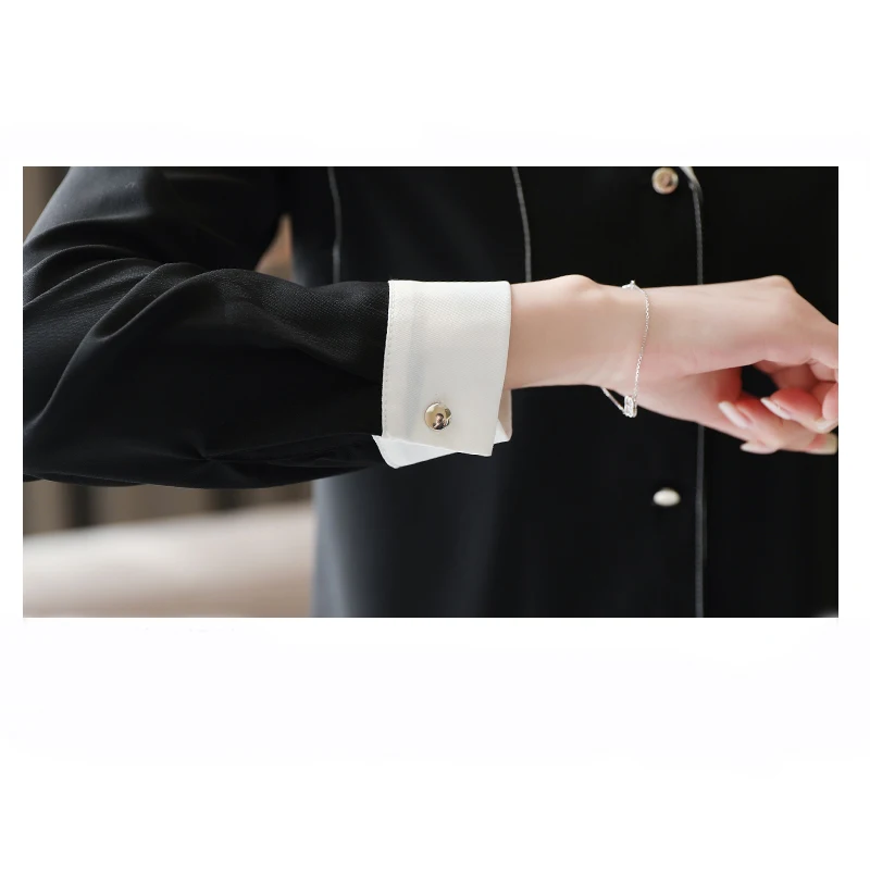 

Fashion 2021 Office Lady Blouse Elegant V-neck Clothes Korean Style Women Long Sleeve Chiffon Blouse Spring Blusas 8476 50
