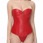 Женский корсет пуш-ап из искусственной кожи, готический корсет на молнии в стиле панк, размера плюс