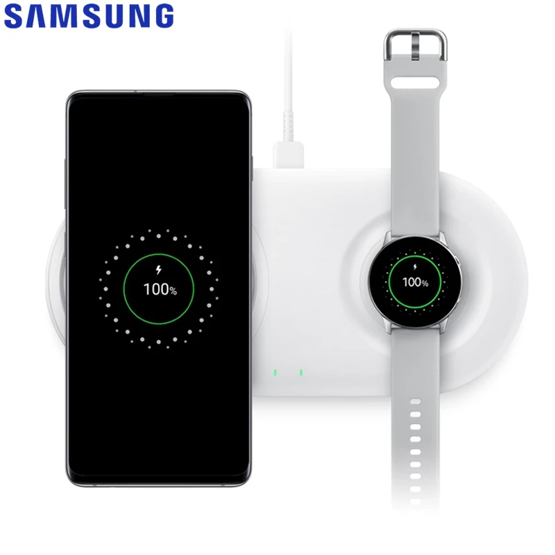 Быстрое беспроводное зарядное устройство QI Dual Pad EP-P5200 для samsung Galaxy Note8 Note9 Watch gear S2 huawei Mate20 Pro Xiaomi 9 Iphone XR Max