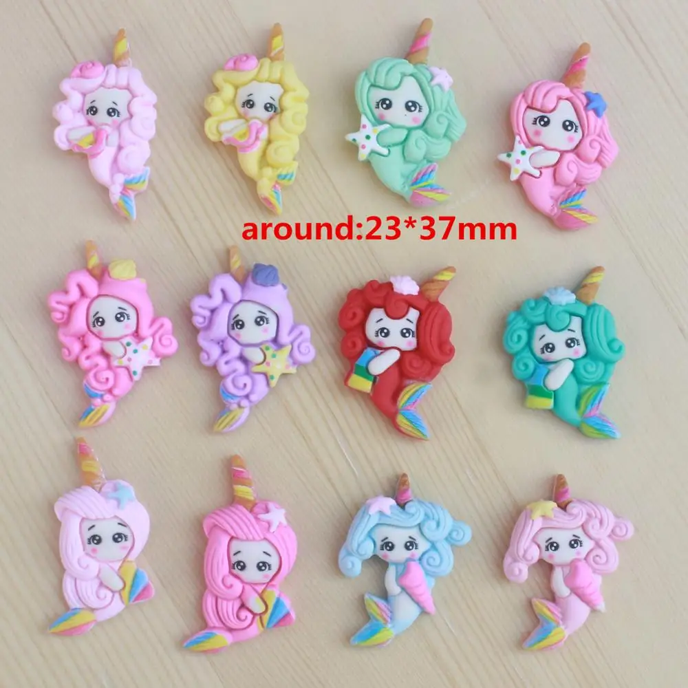 10 шт. 2020 популярный мультяшный Единорог Русалка плоская задняя сторона