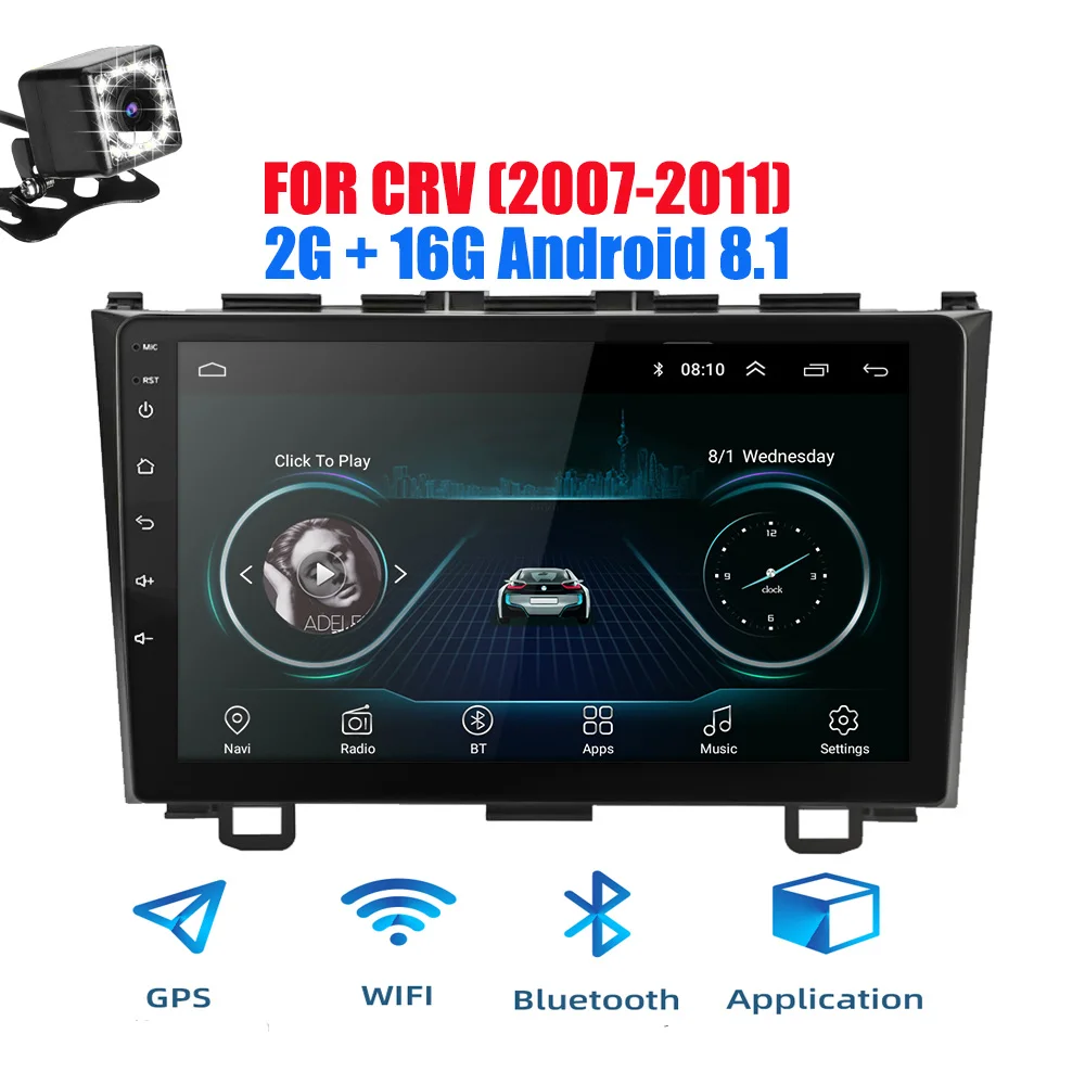 Android 8(2G) CAM 2din Android 9,0 Ouad Core PX6 Автомагнитола стерео для Honda CRV 2006-2011 gps Navi Аудио Видео плеер Wifi BT HDMI DAB - Цвет: Android 8(2G) CAM