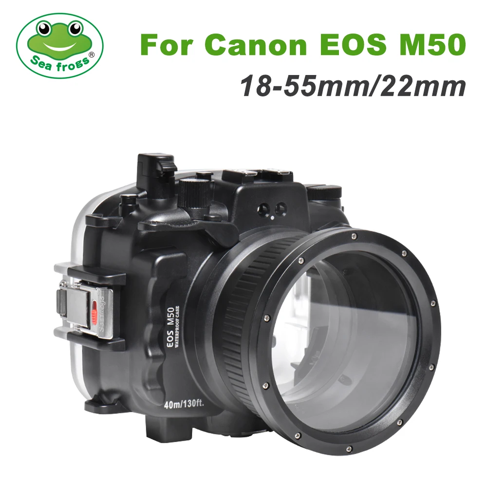 Водонепроницаемый корпус камеры Seafrogs для Canon EOS M50 18 55 мм/22 мм защитный чехол 40 м 130
