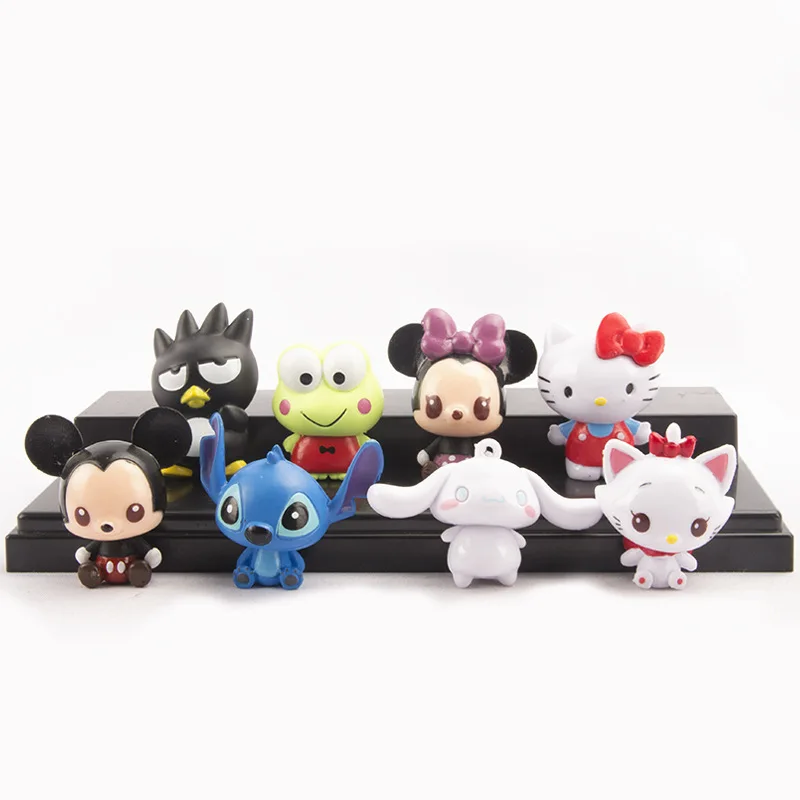 

8PCS Disney Q posket Mickey Minnie Doll & Stitch Figures Toys Dolls Toys Cake Topper Cake Decor Birthday Party Kid Gift